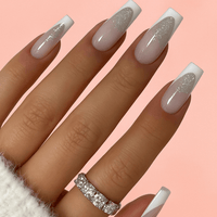 Faux ongle blanc pailleté