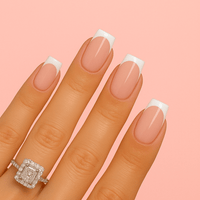 Faux ongle blanc rose