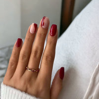 Faux ongles press on nail rouge pailleté