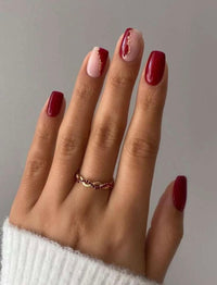 Faux Ongles Rouge Pailleté