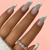 Faux ongle blanc pailleté