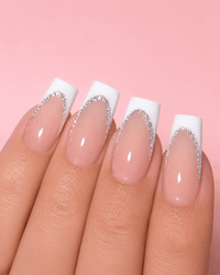 Faux ongle blanc pailleté