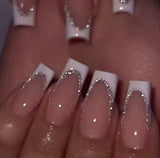 Faux ongle blanc pailleté