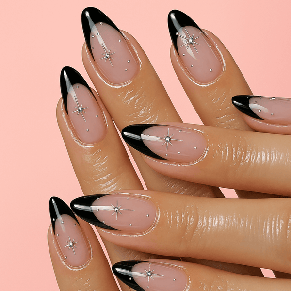 Faux ongles noir pailleté