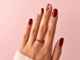 Faux ongles rouge pailleté