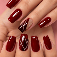 Faux ongles rouge pailleté
