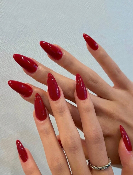 Faux ongles rouge long