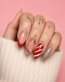 Ongle noël rouge et argent