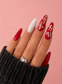 Ongle rouge pailleté noël