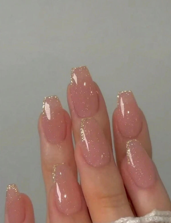 Faux ongles transparent pailleté