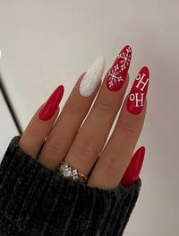 Ongle rouge pailleté noël