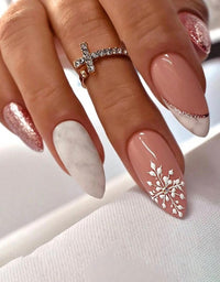 ongles noel blanc et or