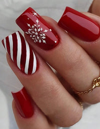 ongles noel rouge et blanc